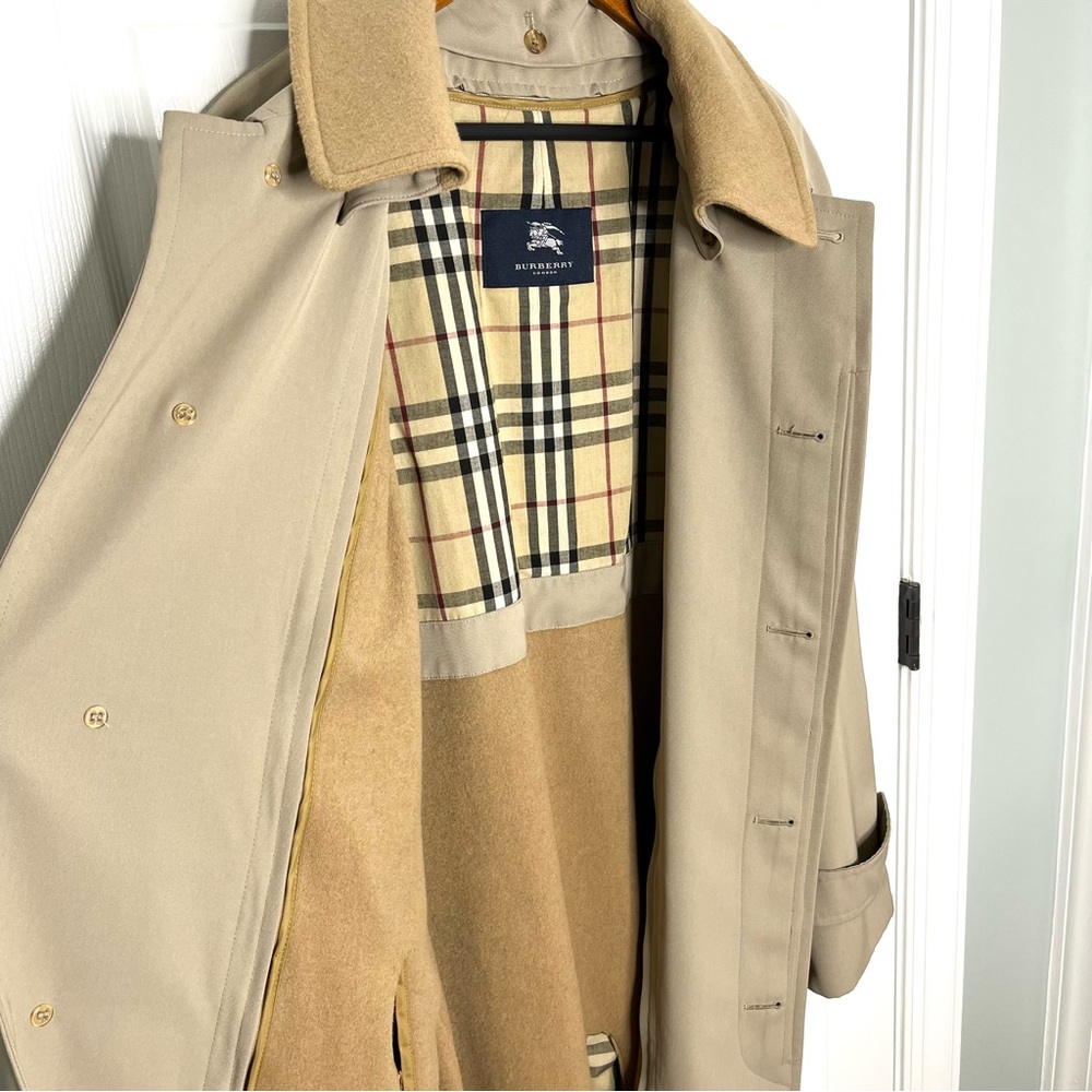 Burberry Men’s Mens Camden Trench Coat Jacket Wool Tan Long Belt Belted 46 XL - Picture 4 of 16